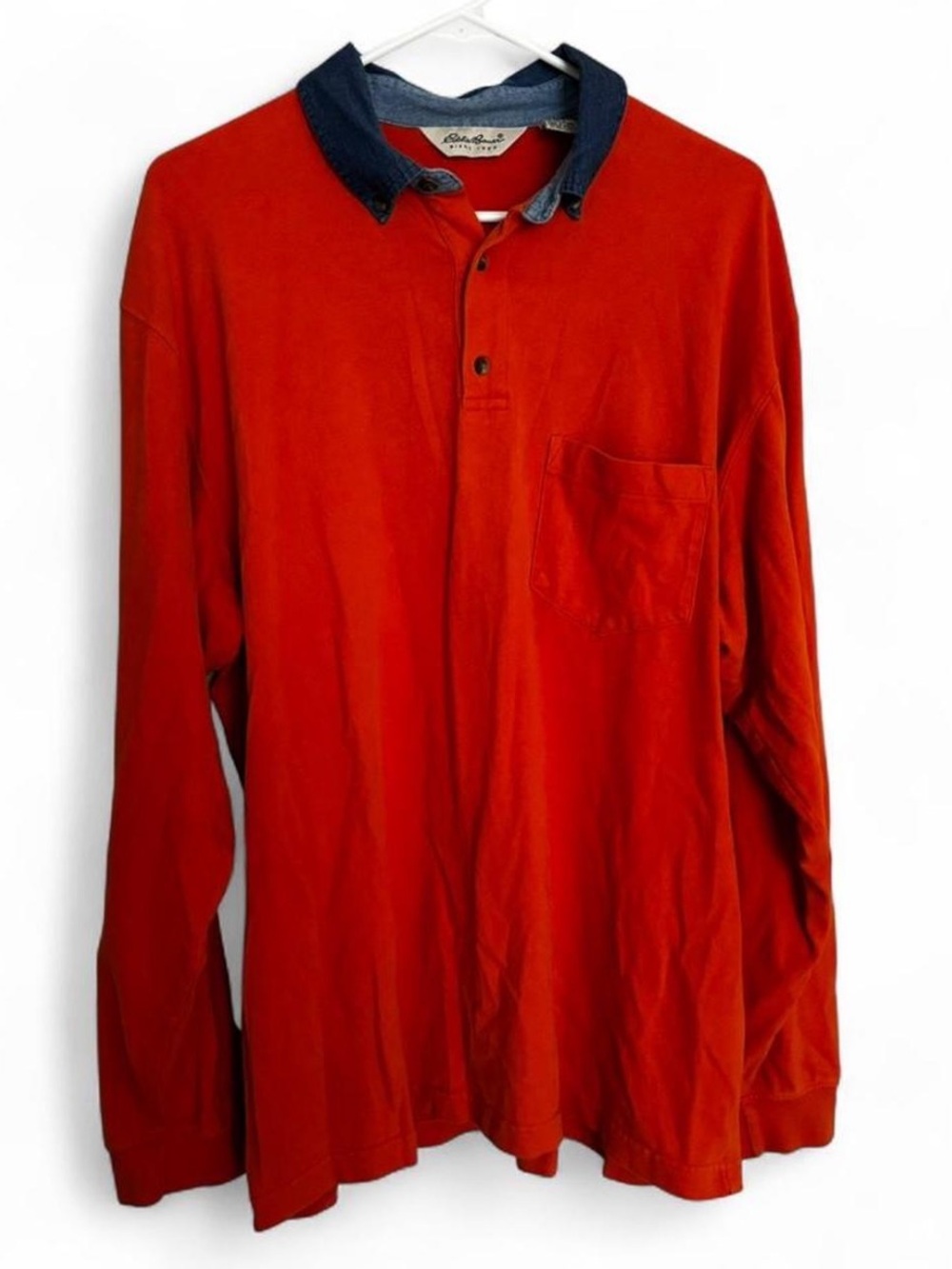 90’s Eddie Bauer Cotton Long Sleeve with Two-Toned Denim Collar
